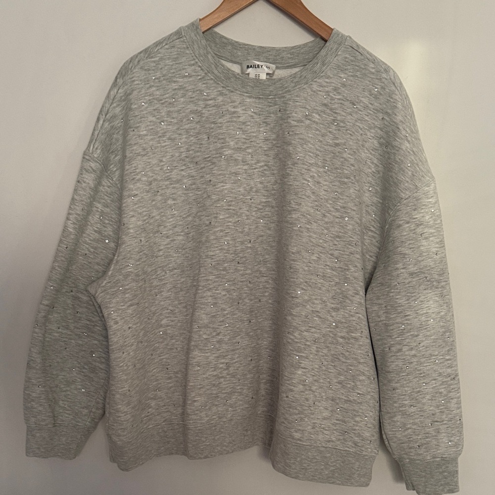 Bailey 44  Women Gray Sweatshirt with Rhinestone Sparkle Plus Size 2X NWOT